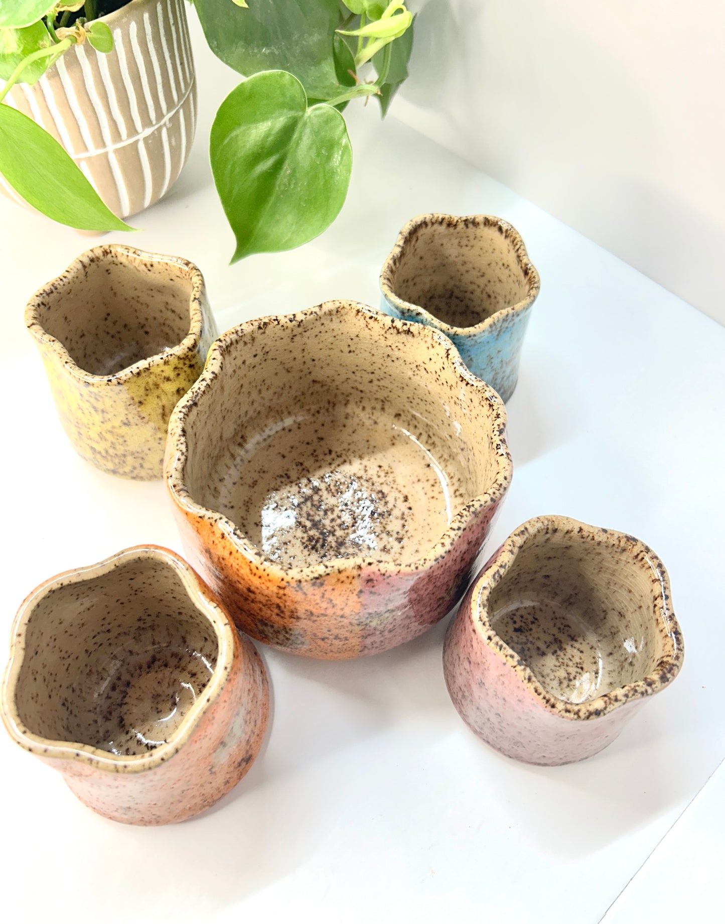 Rainbow Flower Bowl & Cups