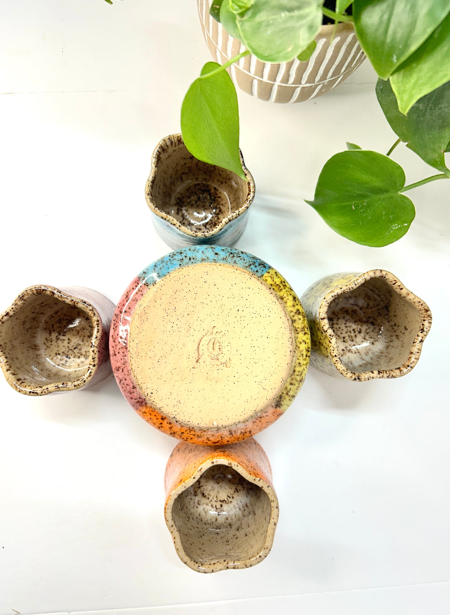 Rainbow Flower Bowl & Cups