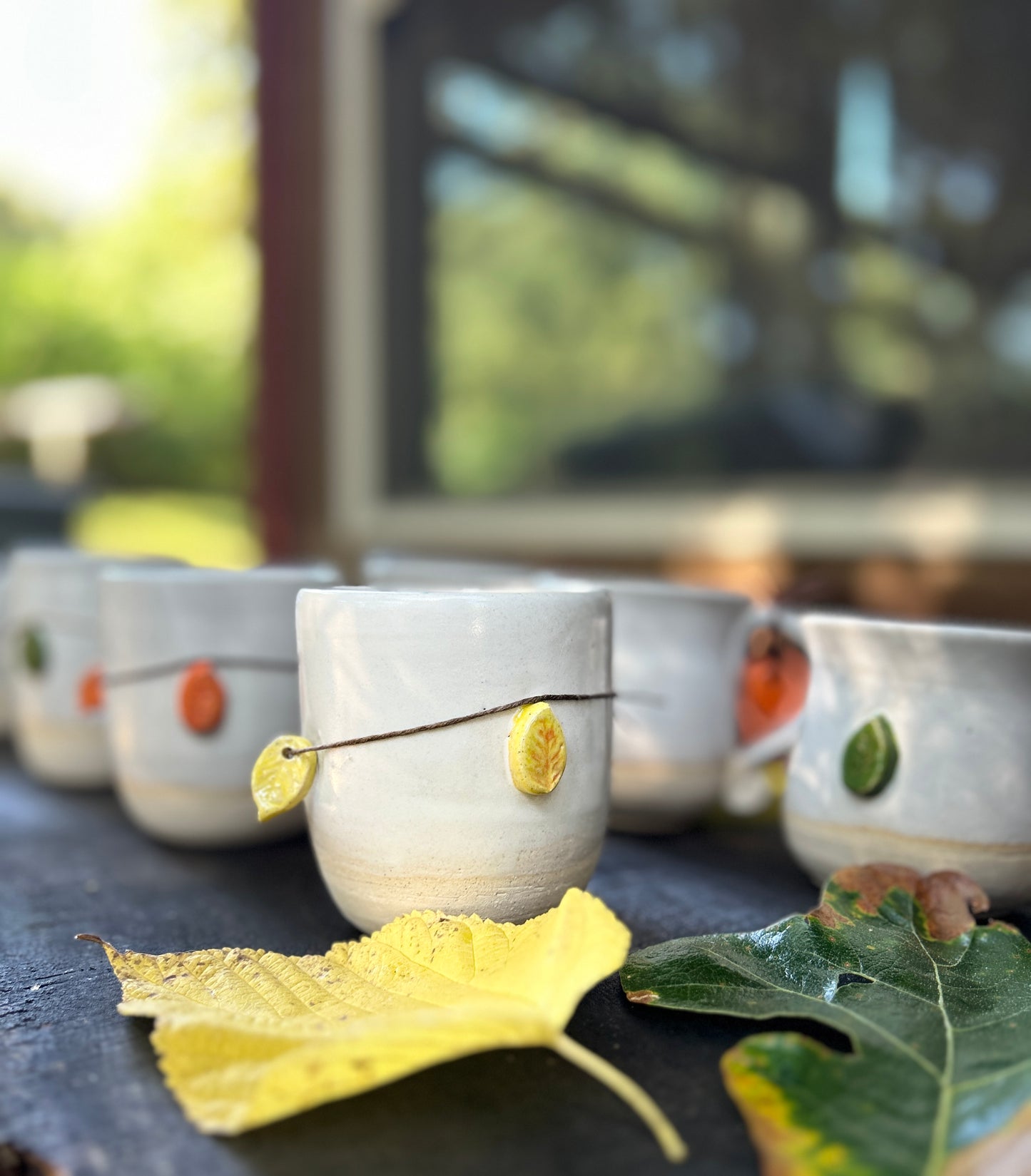 Elm leaf mug close-up