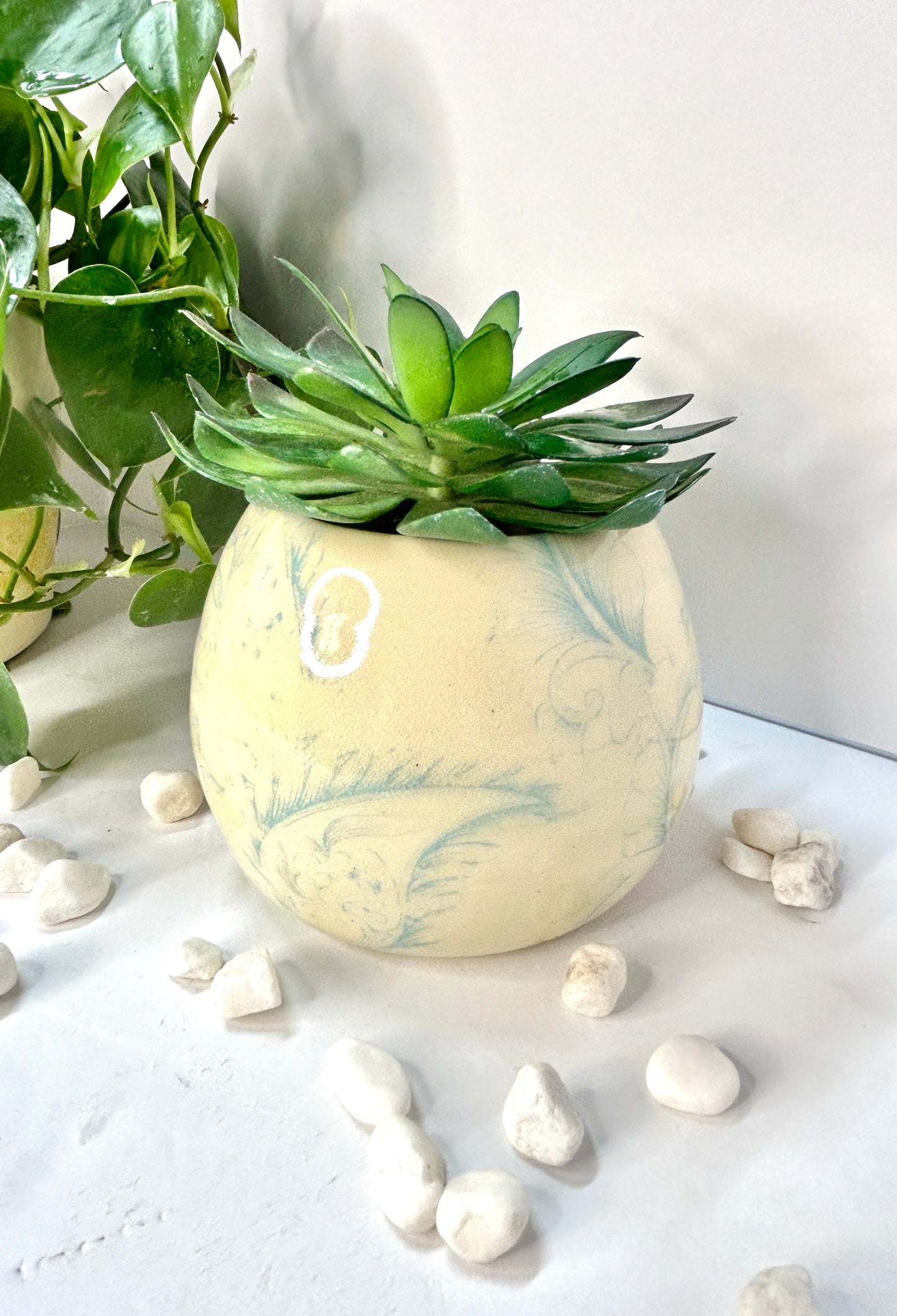 Blue Floral Succulent Planter