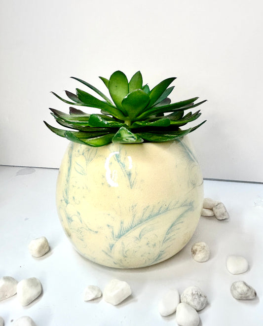 Blue Floral Succulent Planter