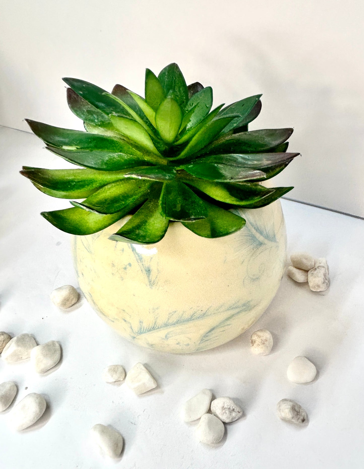 Blue Floral Succulent Planter