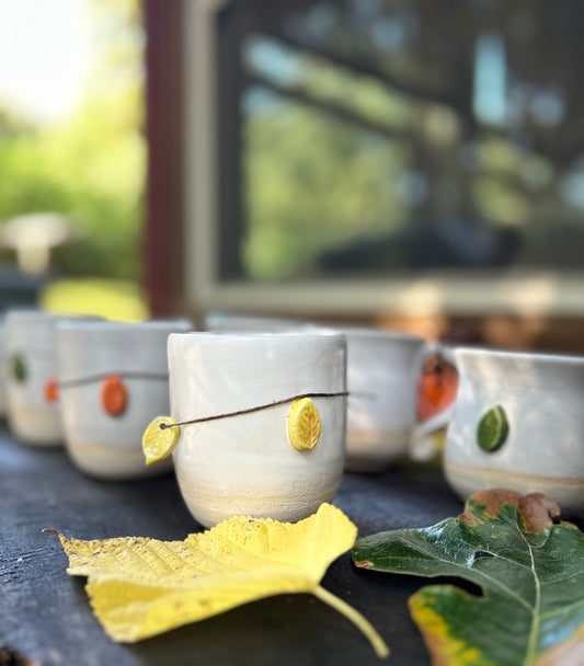 Elm leaf mug close-up